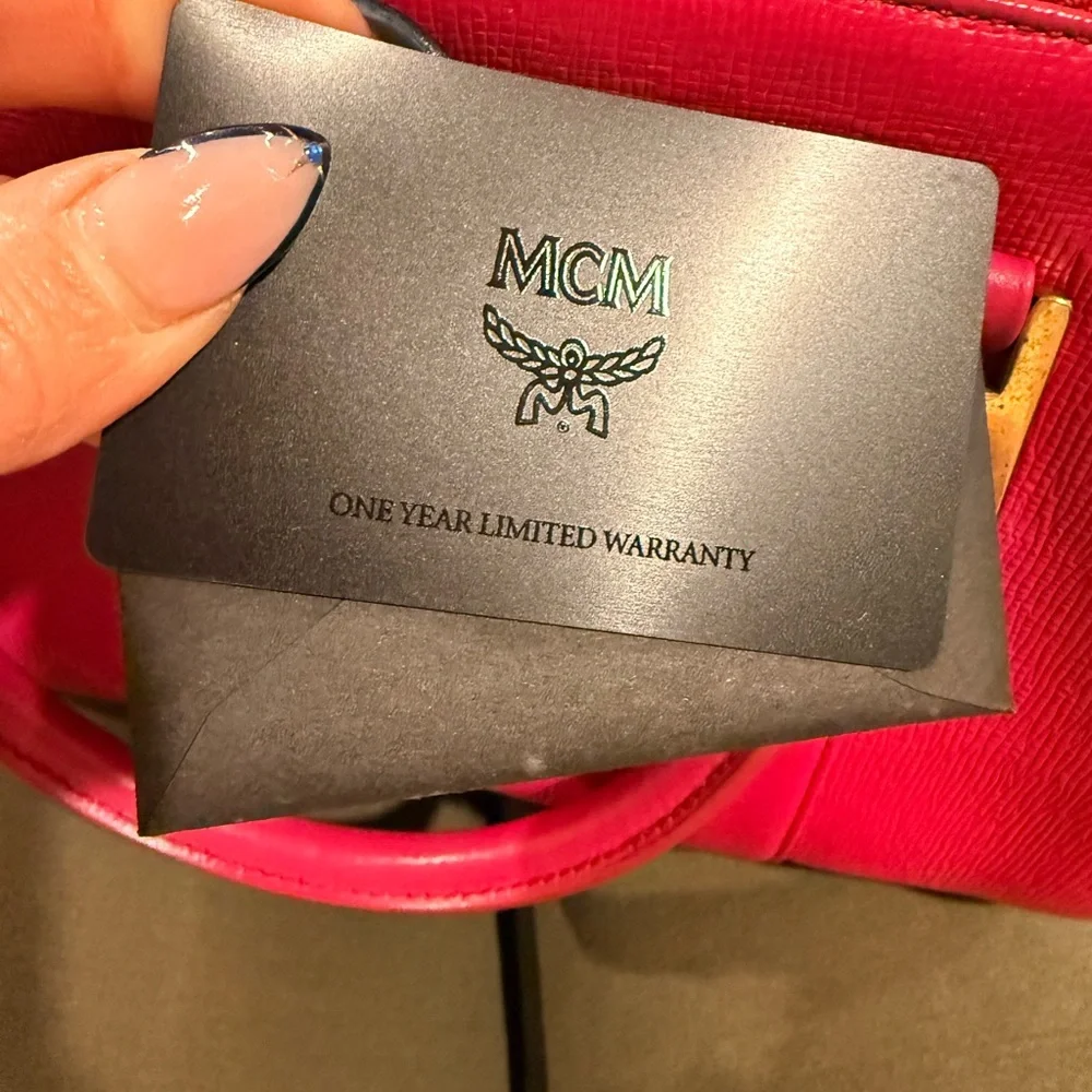 MCM Hot Pink Leather Dome Satchel with Matching Wallet - Picture 14 of 16